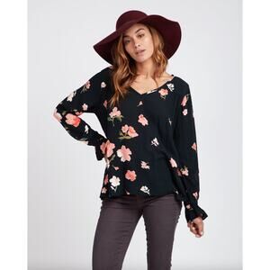 Billabong Distant Highway Blouse Top Size Small Lightweight Floral Print